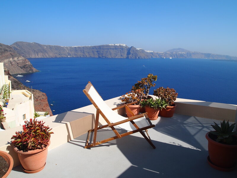 Lounge Chair on Balcony — Blue