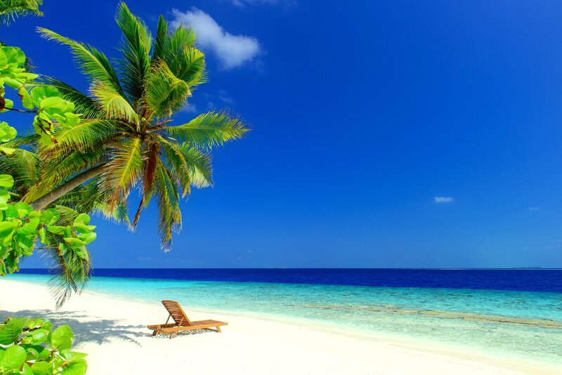 Lounge Chair on Beach — Blue, Serene, Afternoon