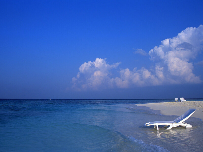 Lounge Chair on Beach — Blue