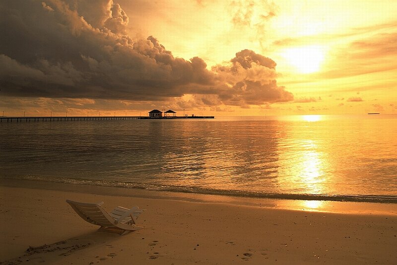 Lounge Chair on Beach — Gold