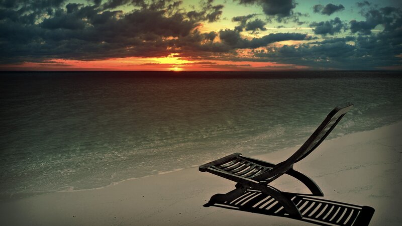 Lounge Chair on Beach — Orange, Dramatic