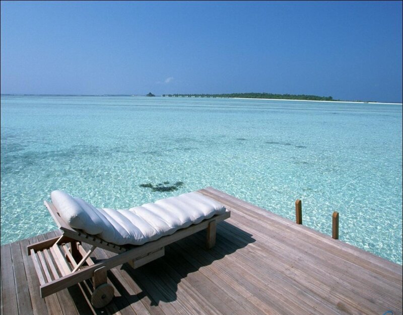 Lounge chair on wooden deck