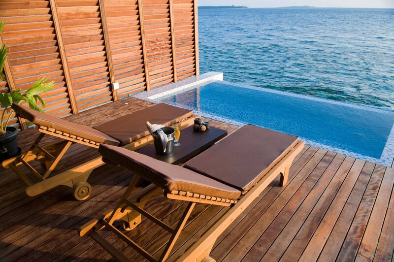 Lounge Chairs by Pool — Brown