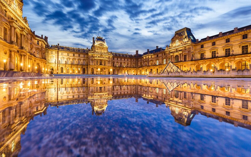 Louvre Museum at Dusk