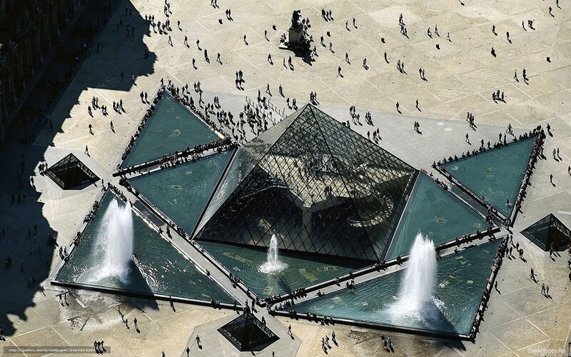 Louvre Pyramid aerial view
