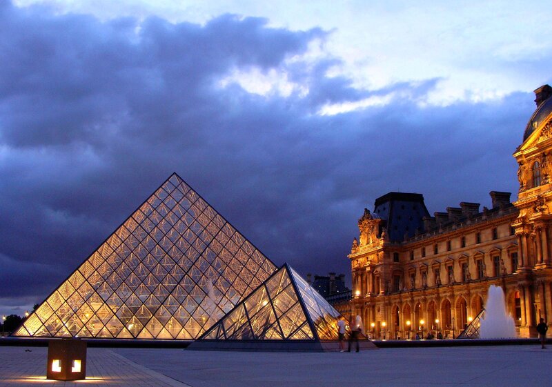 Louvre Pyramid at Dusk — Blue, Dramatic