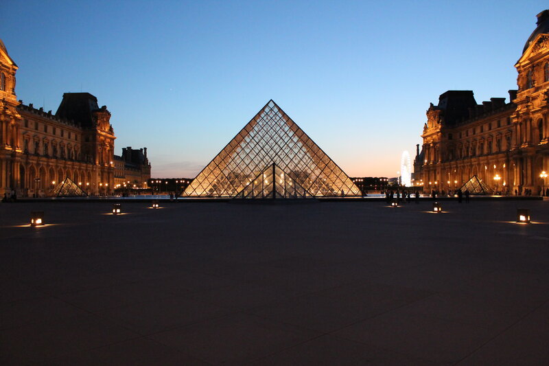 Louvre Pyramid at Dusk — Blue, Serene