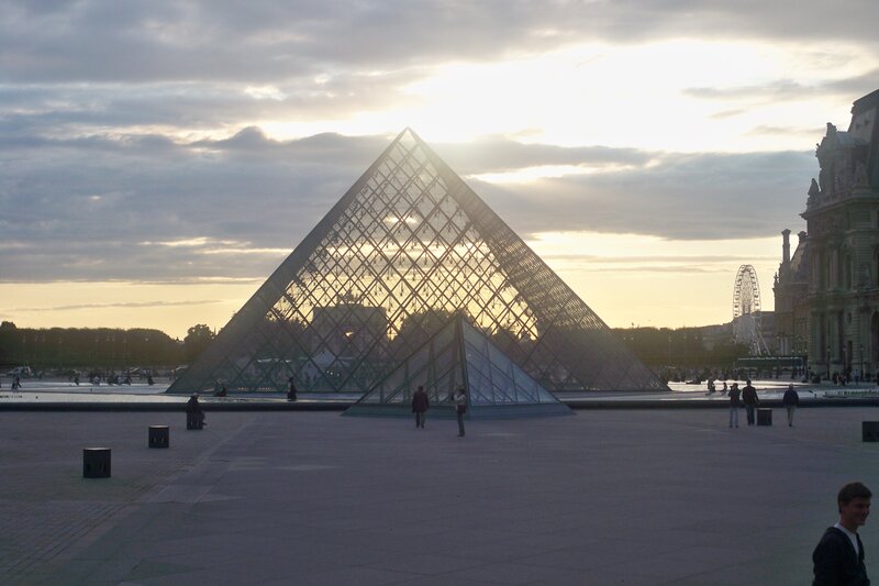 Louvre Pyramid at Dusk — Gray
