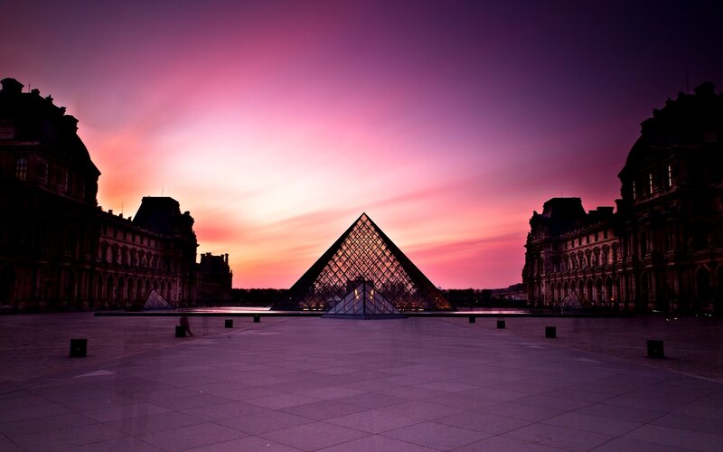 Louvre Pyramid at Dusk — Purple