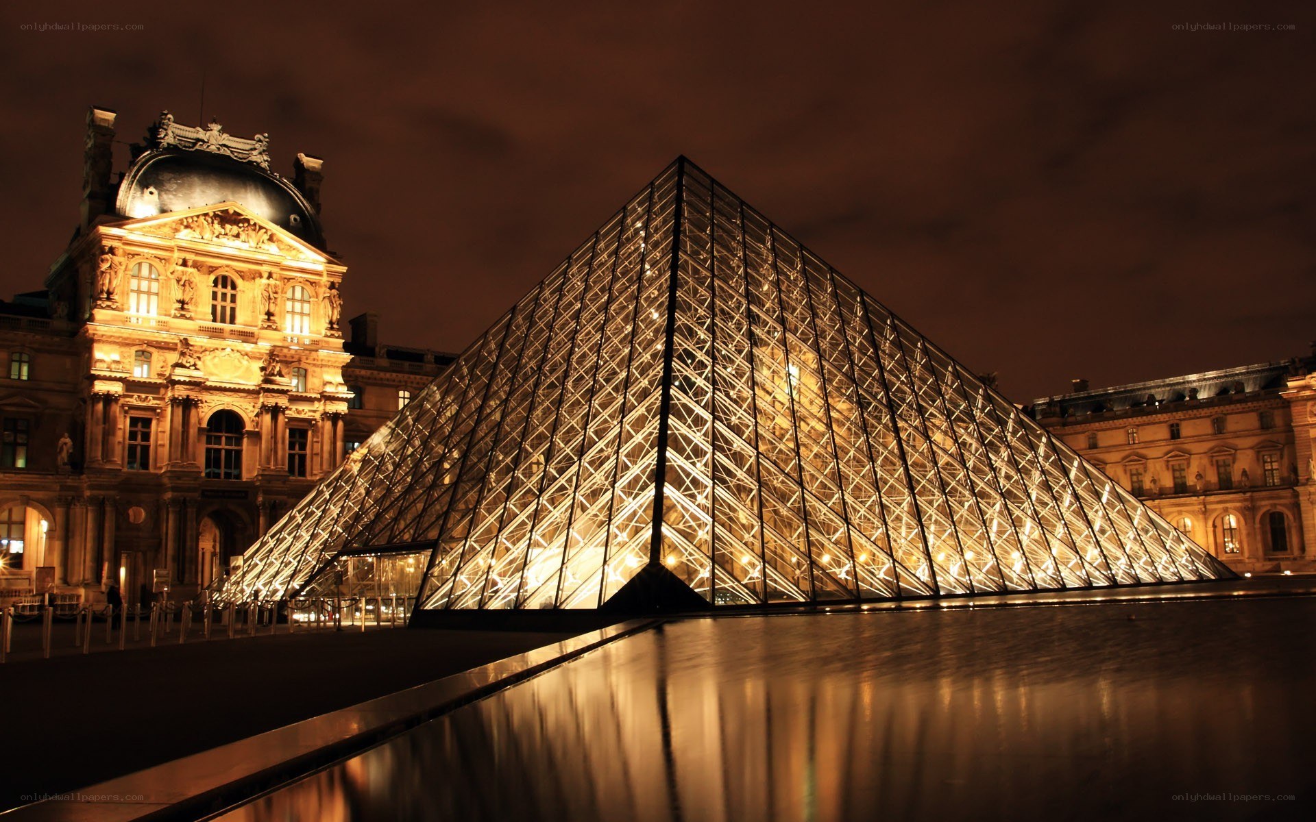 Louvre Pyramid at night