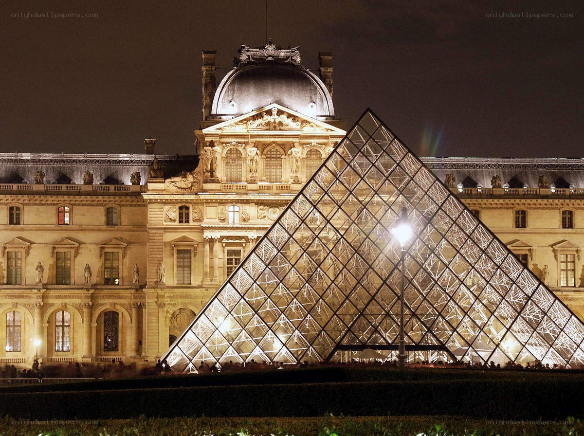 Louvre Pyramid at night