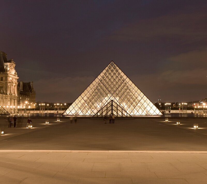Louvre Pyramid at night
