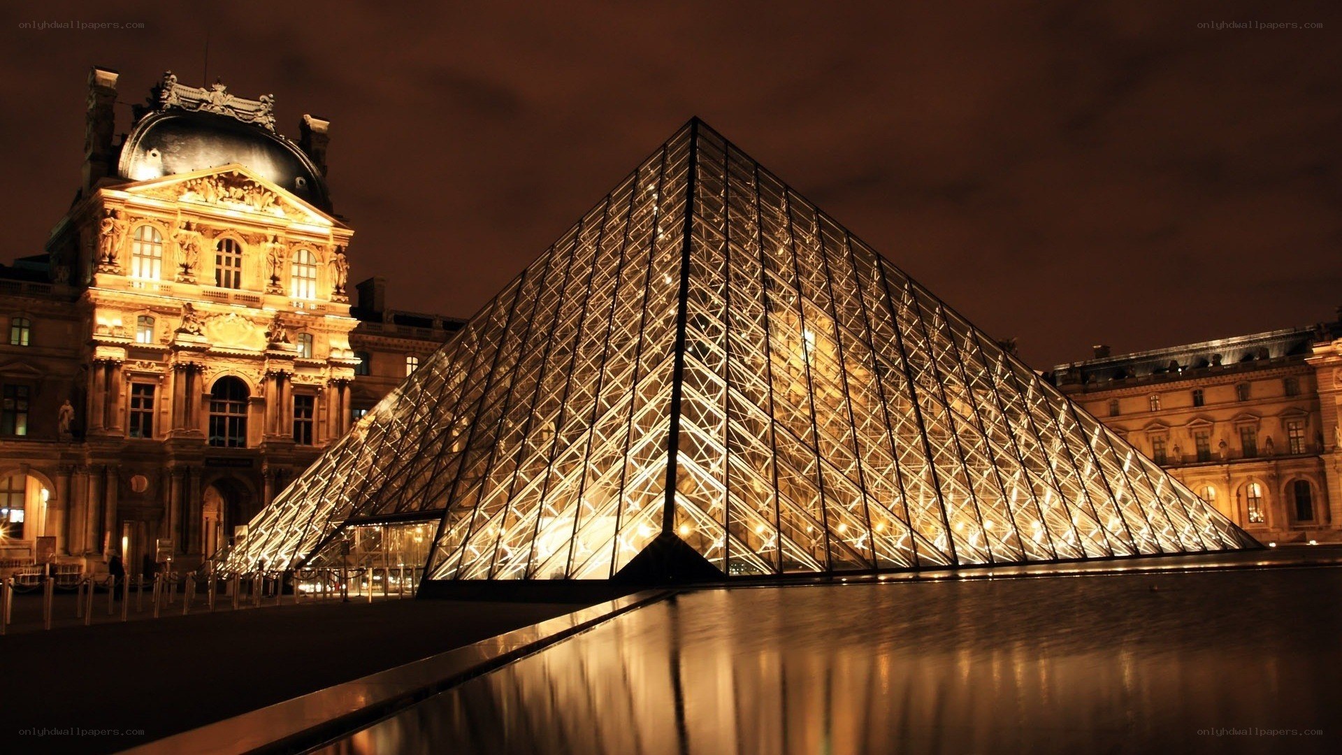 Louvre Pyramid at night