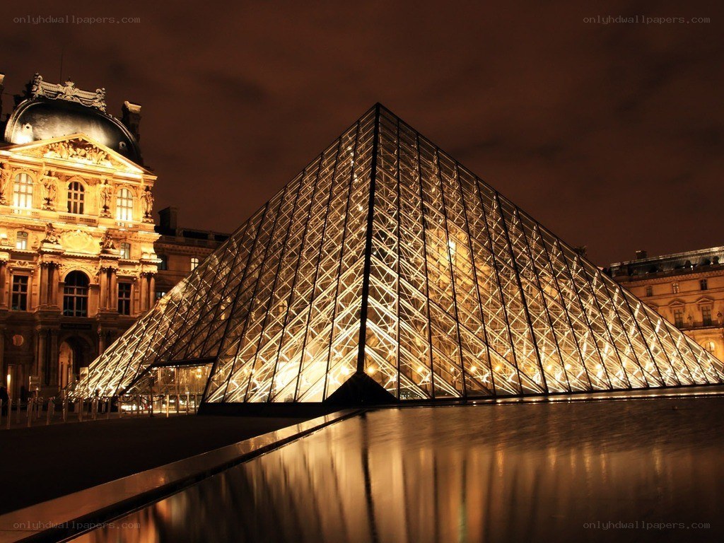 Louvre Pyramid at night