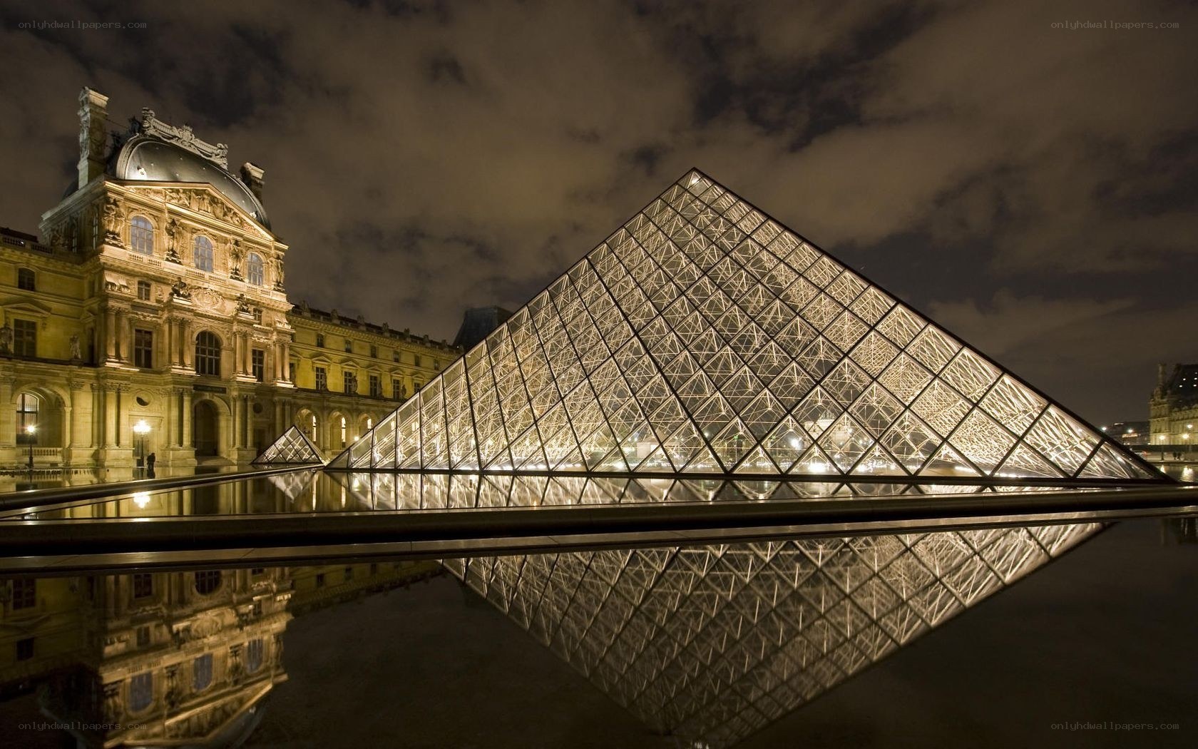 Louvre Pyramid at night