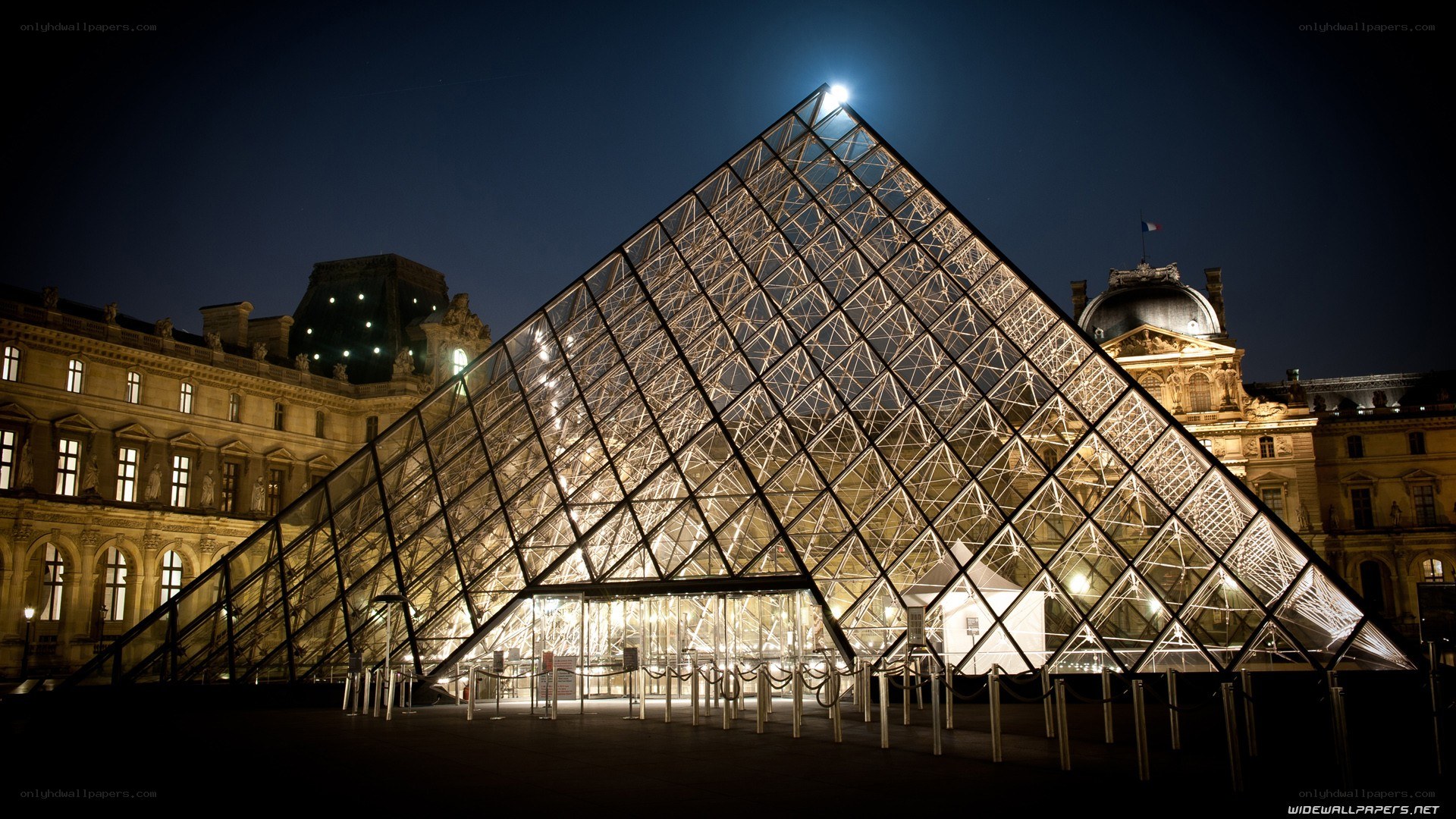Louvre Pyramid at night