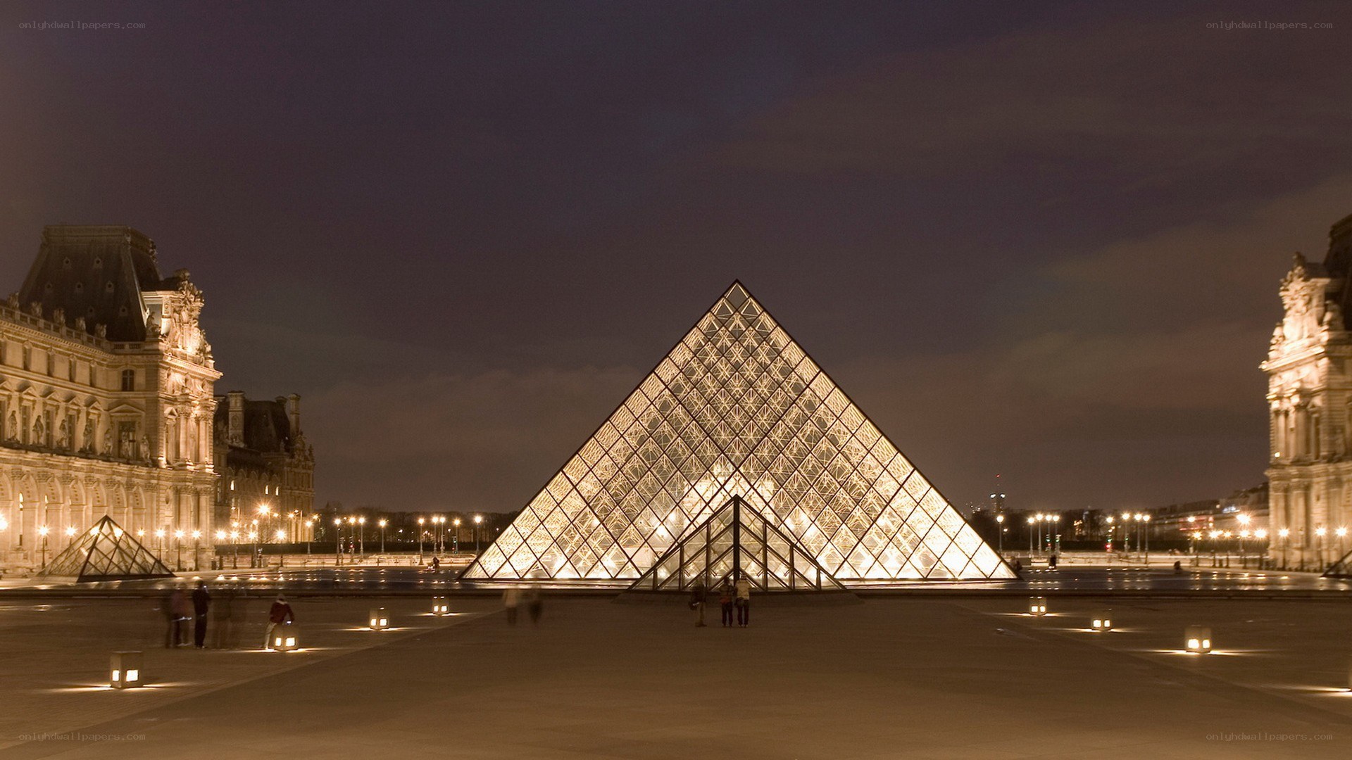 Louvre Pyramid at night