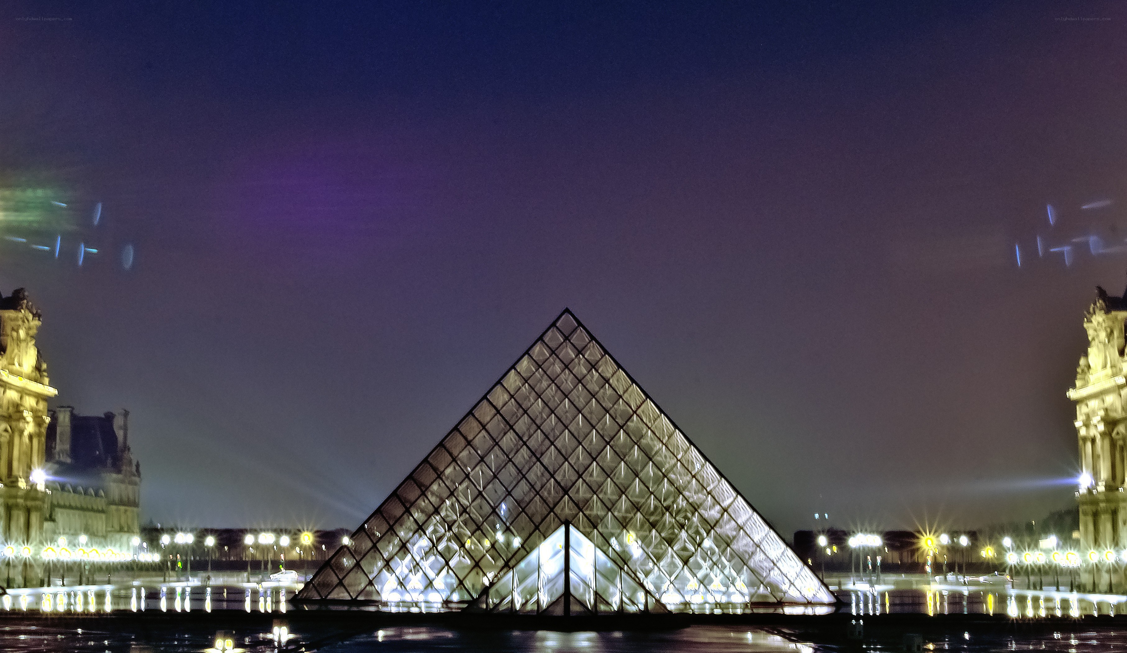 Louvre Pyramid at night