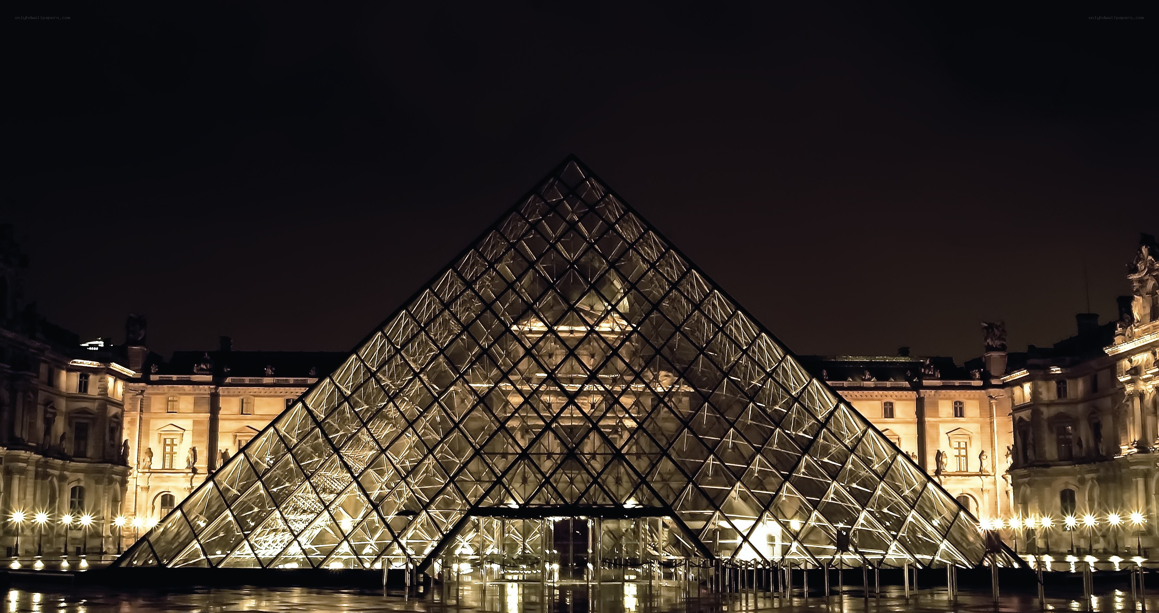 Louvre Pyramid at night