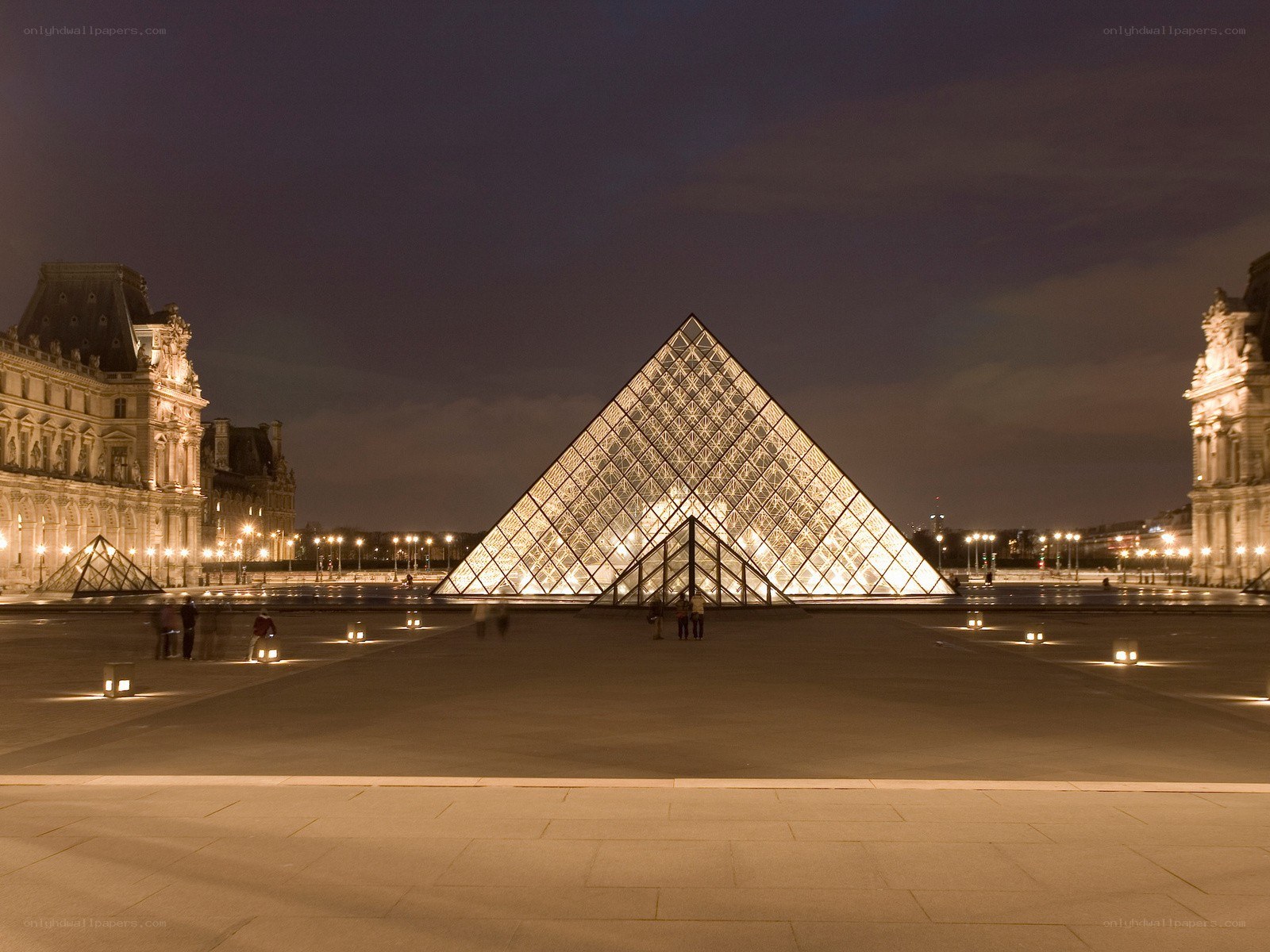 Louvre Pyramid at night