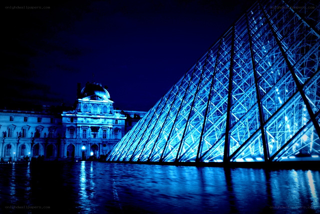 Louvre Pyramid at night