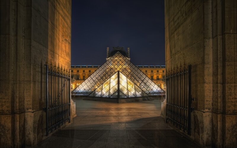 Louvre Pyramid at Night