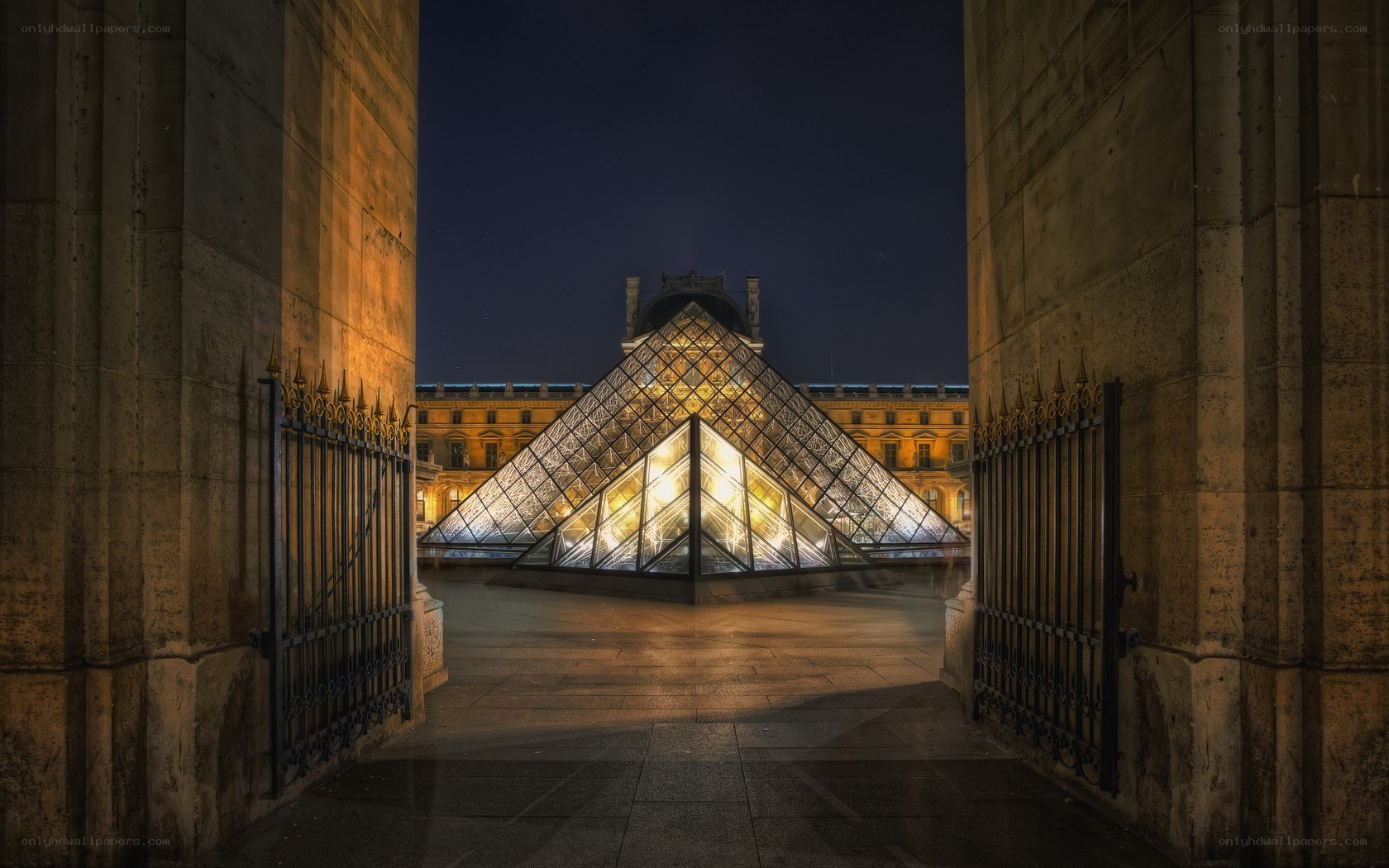 Louvre Pyramid at Night