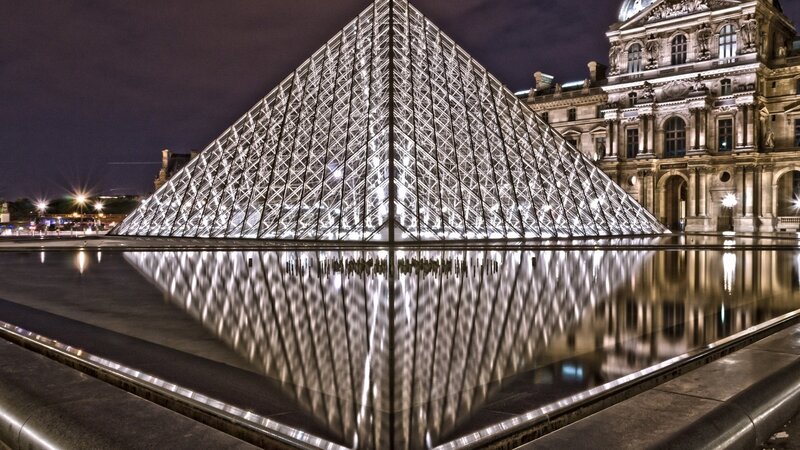 Louvre Pyramid at night