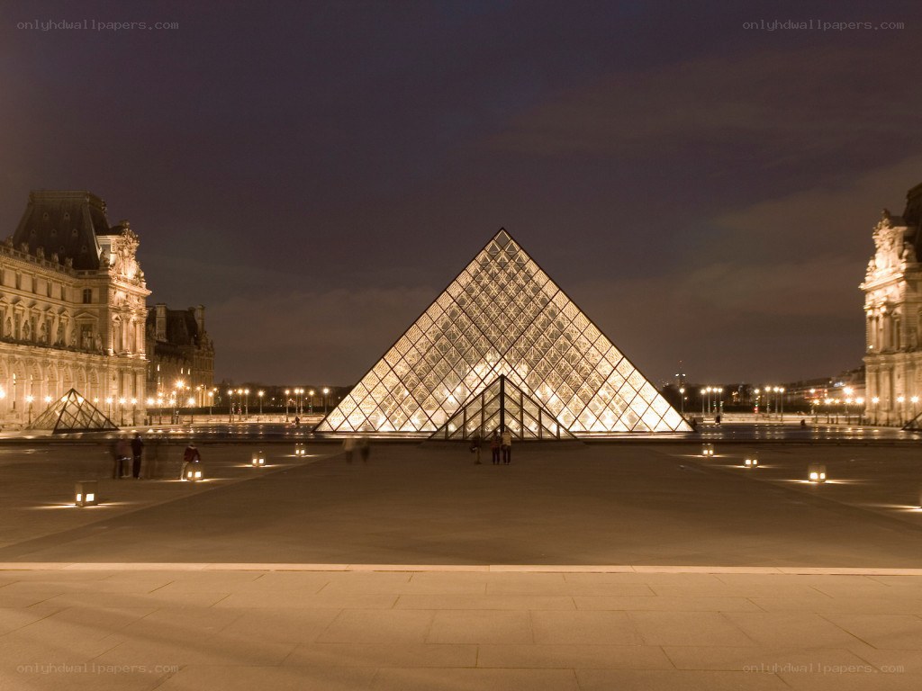 Louvre Pyramid at night