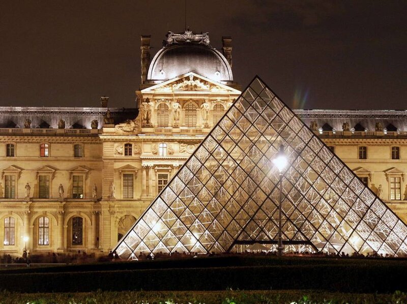 Louvre Pyramid at night