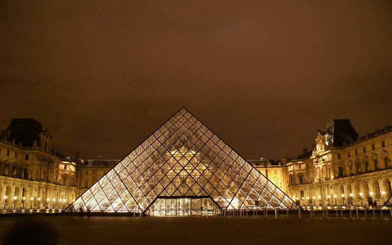 Louvre Pyramid at night