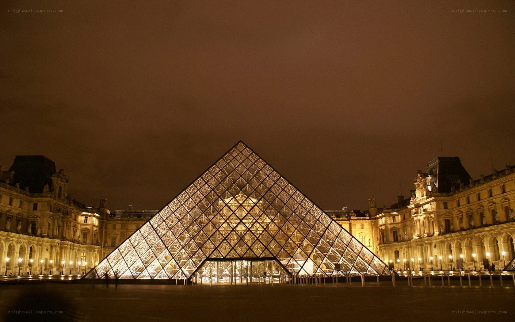 Louvre Pyramid at night