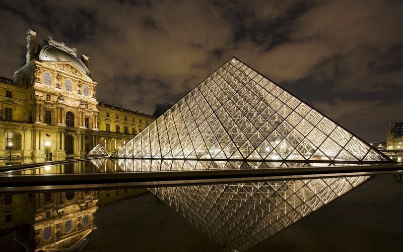 Louvre Pyramid at night