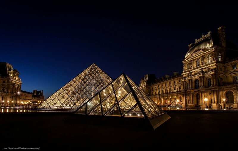 Louvre Pyramid at Night