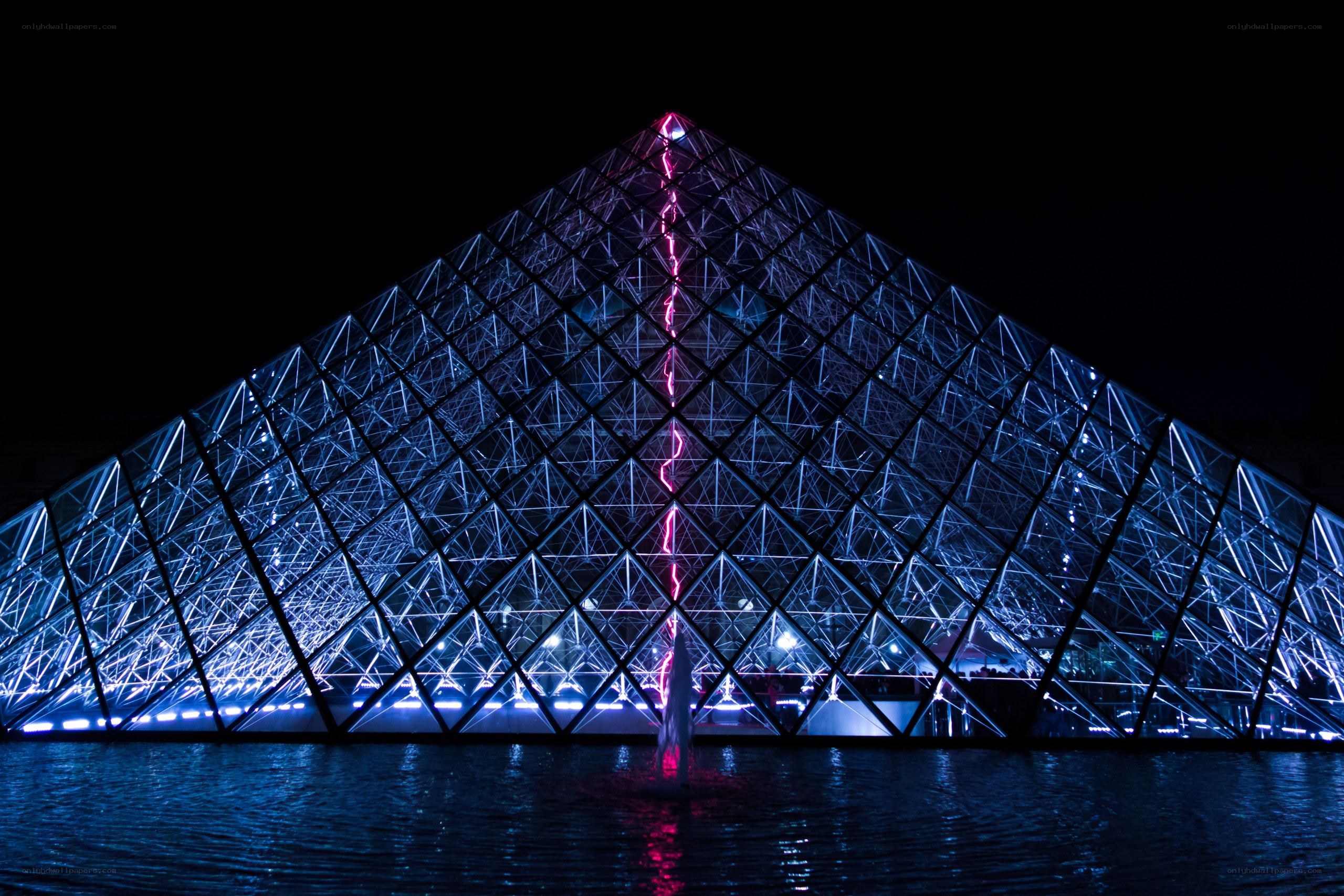 Louvre Pyramid at night