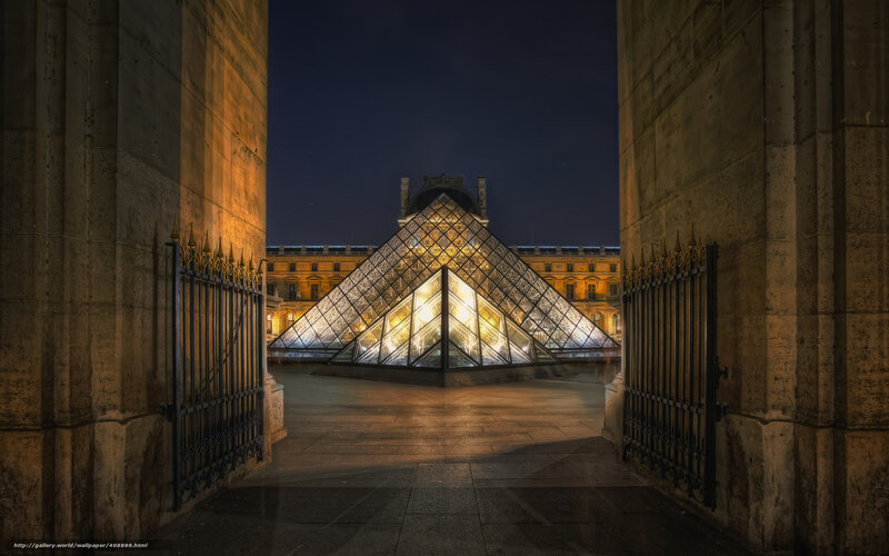 Louvre Pyramid at Night — Black, Dramatic, Photograph, Glass Pyramid