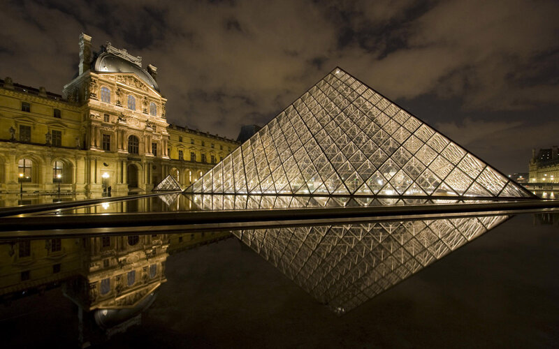 Louvre Pyramid at Night — Black
