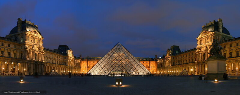 Louvre Pyramid at Night — Blue, Dramatic
