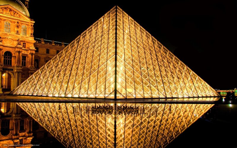 Louvre Pyramid at Night — Gold