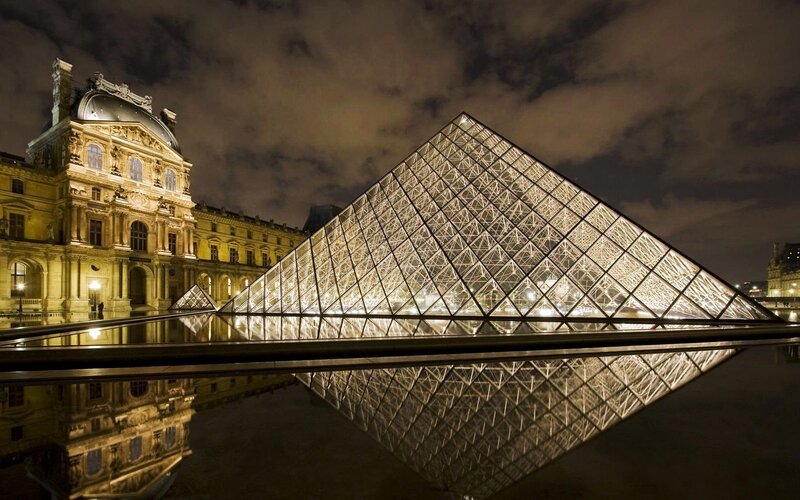 Louvre Pyramid at Night — Sky