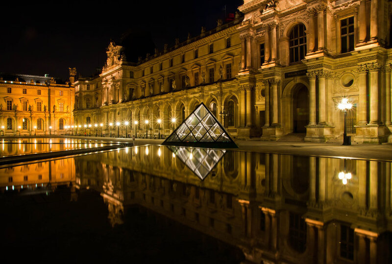 Louvre Pyramid at Night — Yellow