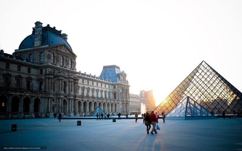 Louvre Pyramid at Sunset — Blue, Serene