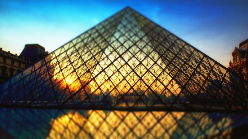 Louvre Pyramid at Sunset — Blue