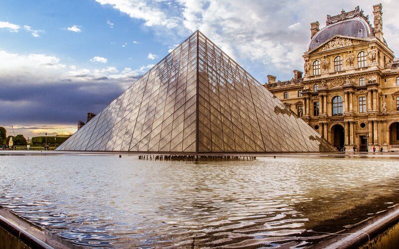 Louvre Pyramid — Blue, Dramatic, Afternoon