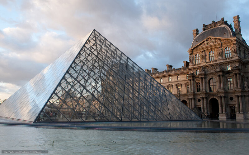 Louvre Pyramid — Gray, Dramatic, Sunset, Photograph