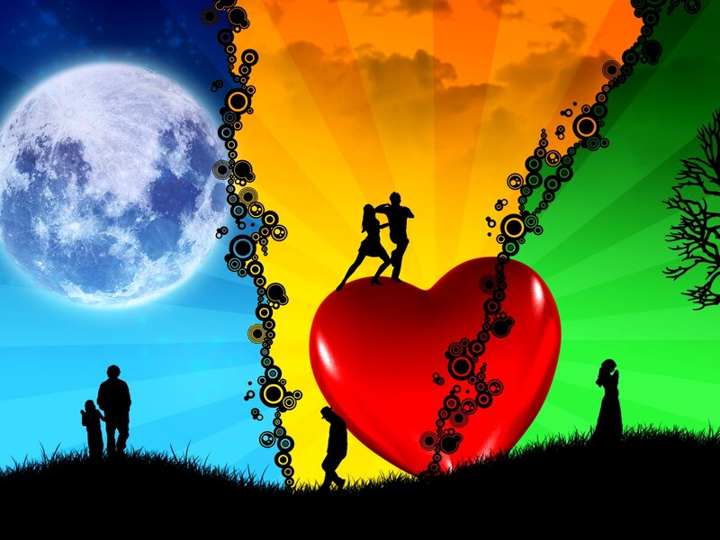 Love and family silhouettes