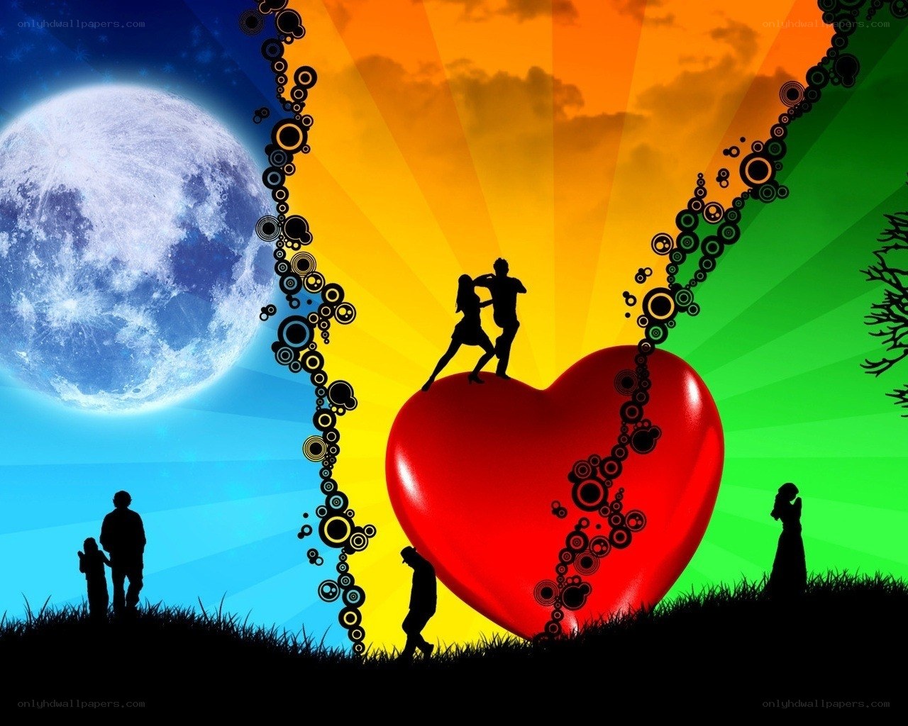 Love and family silhouettes