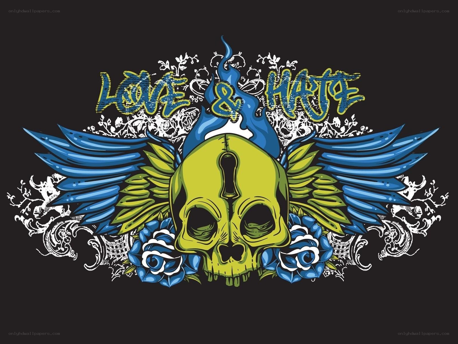 Love and Hate skull design