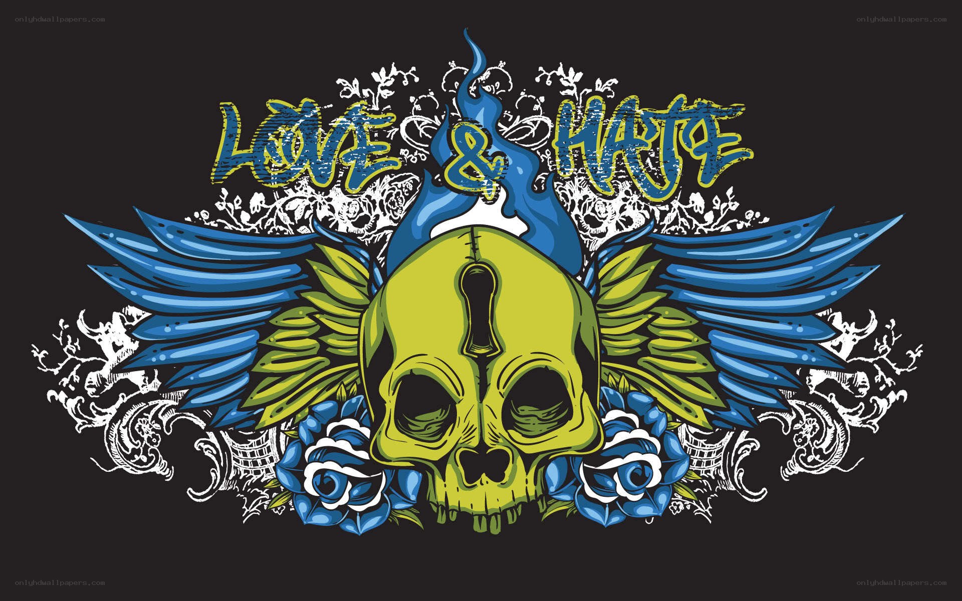 Love and Hate skull design
