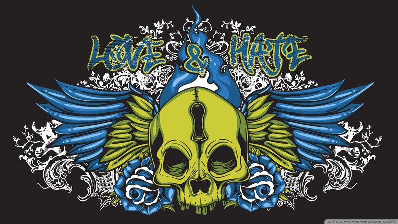 Love and Hate skull design